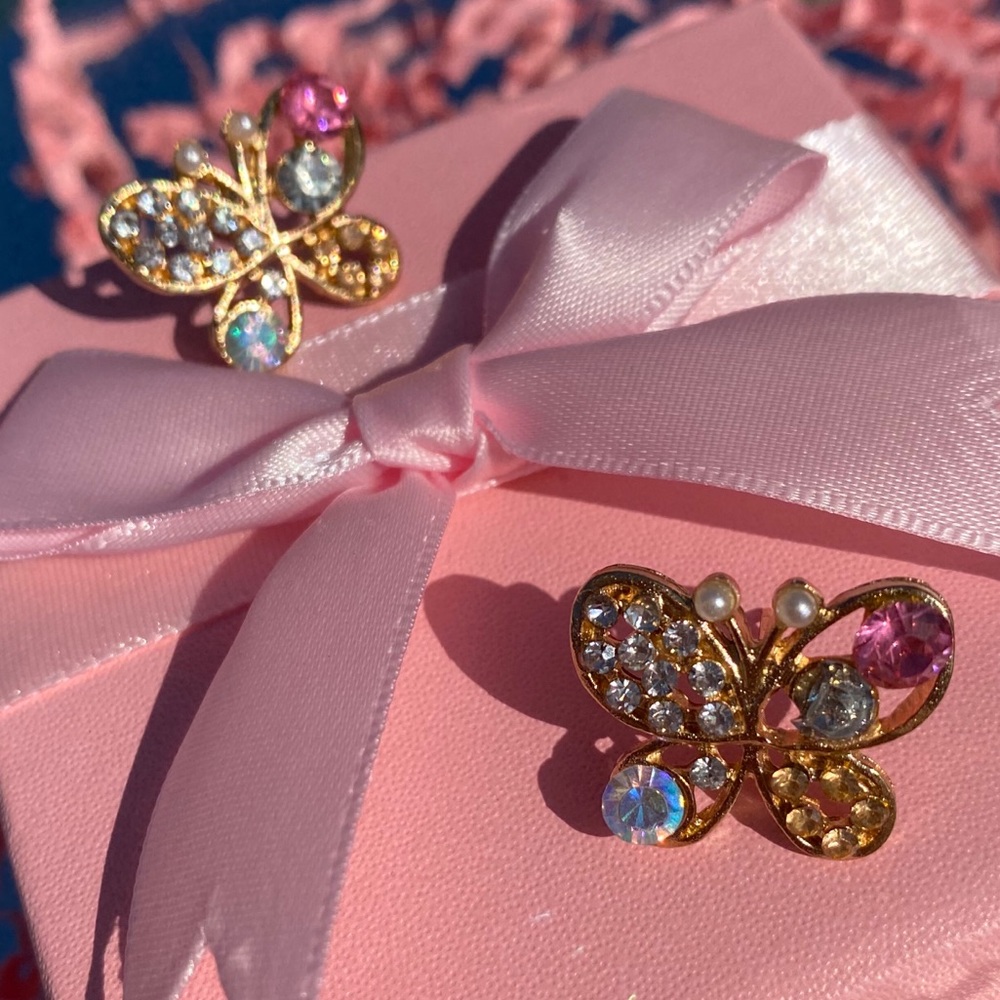 Butterfly rhinestone earrings